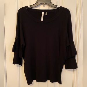 Black ruffle sleeve sweater